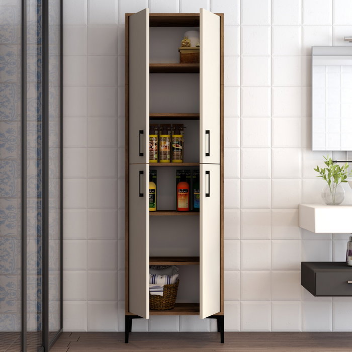 Hanah Home Berlin A Armario Multiusos Nogal y Crema